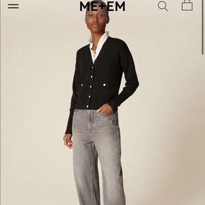 ME+EM Adjustable High-Waist Barrel-Leg Jeans - Pale Grey Size: 28